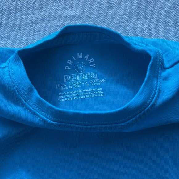 Primary Organic Long-Sleeve PJ Top and Pants, "Peacock" color, Size 4-5, VGUC - Picture 8 of 14